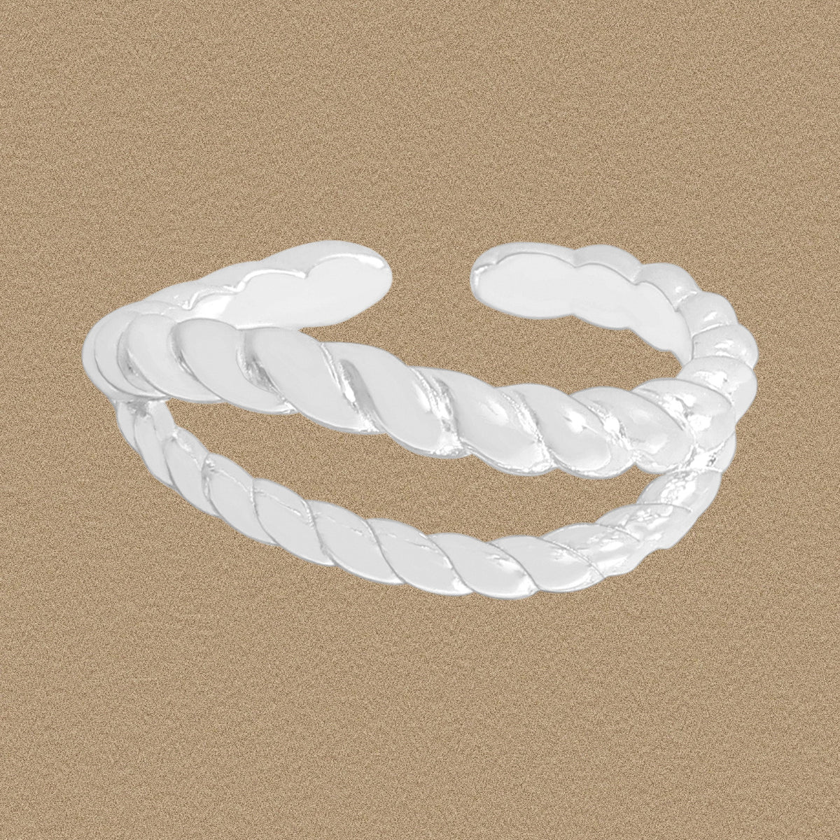 Simple Irregular Double Layers Twisted 925 Sterling Silver Adjustable Ring
