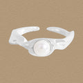 Women Gift Round Natural Pearl 925 Sterling Silver Twisted Adjustable Ring