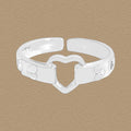 Honey Moon Hollow Heart Belt 925 Sterling Silver Adjustable Ring