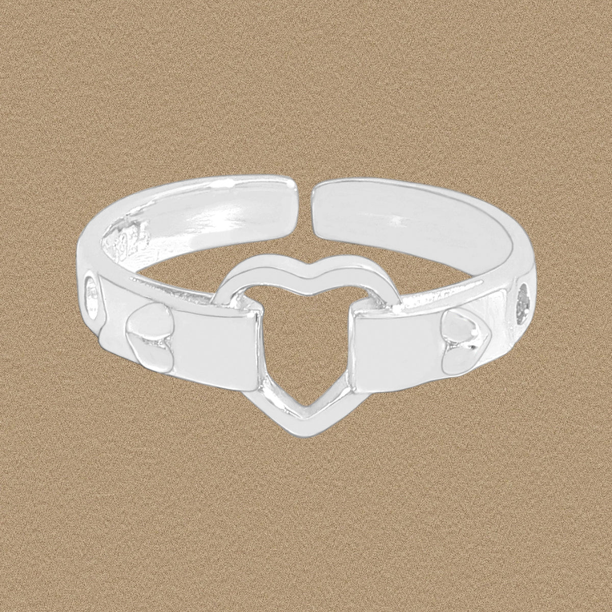 Honey Moon Hollow Heart Belt 925 Sterling Silver Adjustable Ring