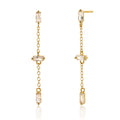 Lady Elegant Baguette CZ Tassels 925 Sterling Silver Dangling Earrings