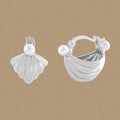 Girl Cute Shell Pearls Conch 925 Sterling Silver Hoop Earrings