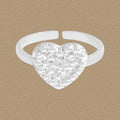 Women Irregular Pattern Heart 925 Sterling Silver Adjustable Ring