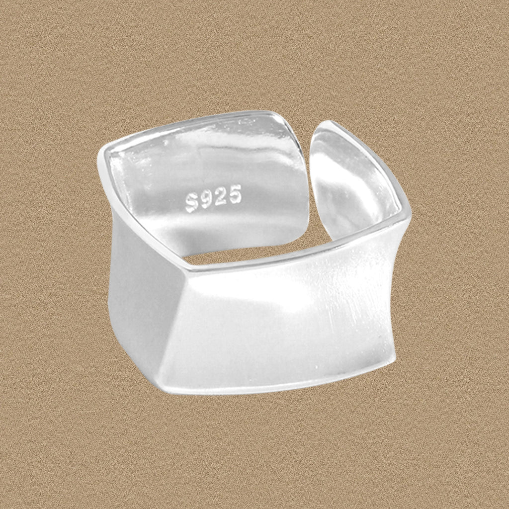 Men's Geometry Irregular Wide 925 Sterling Silver Adjustable Ring