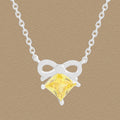 Modern Yellow Geometry Rhombus CZ Bow-knot 925 Sterling Silver Necklace