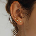 Fashion Gold CZ Sunshine Moon Star 925 Sterling Silver Stud Dangling Earrings