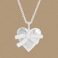 Women Heart With Bow-knot  925 Sterling Silver Necklace