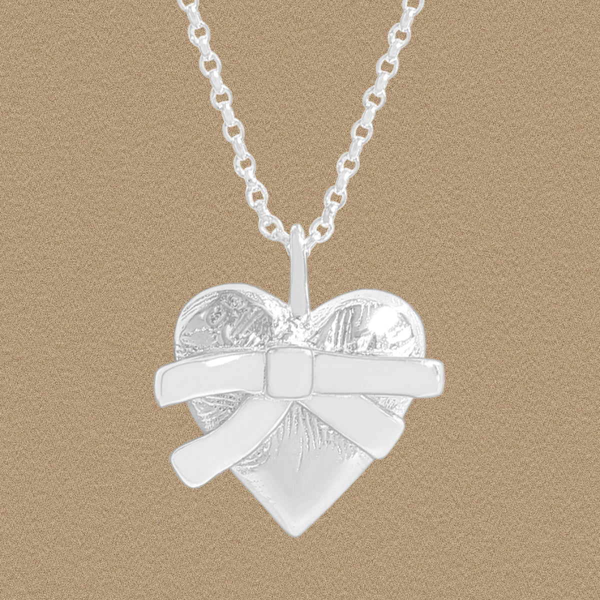 Women Heart With Bow-knot  925 Sterling Silver Necklace
