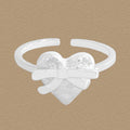 Women Heart With Bow-knot  925 Sterling Silver Adjustable Ring