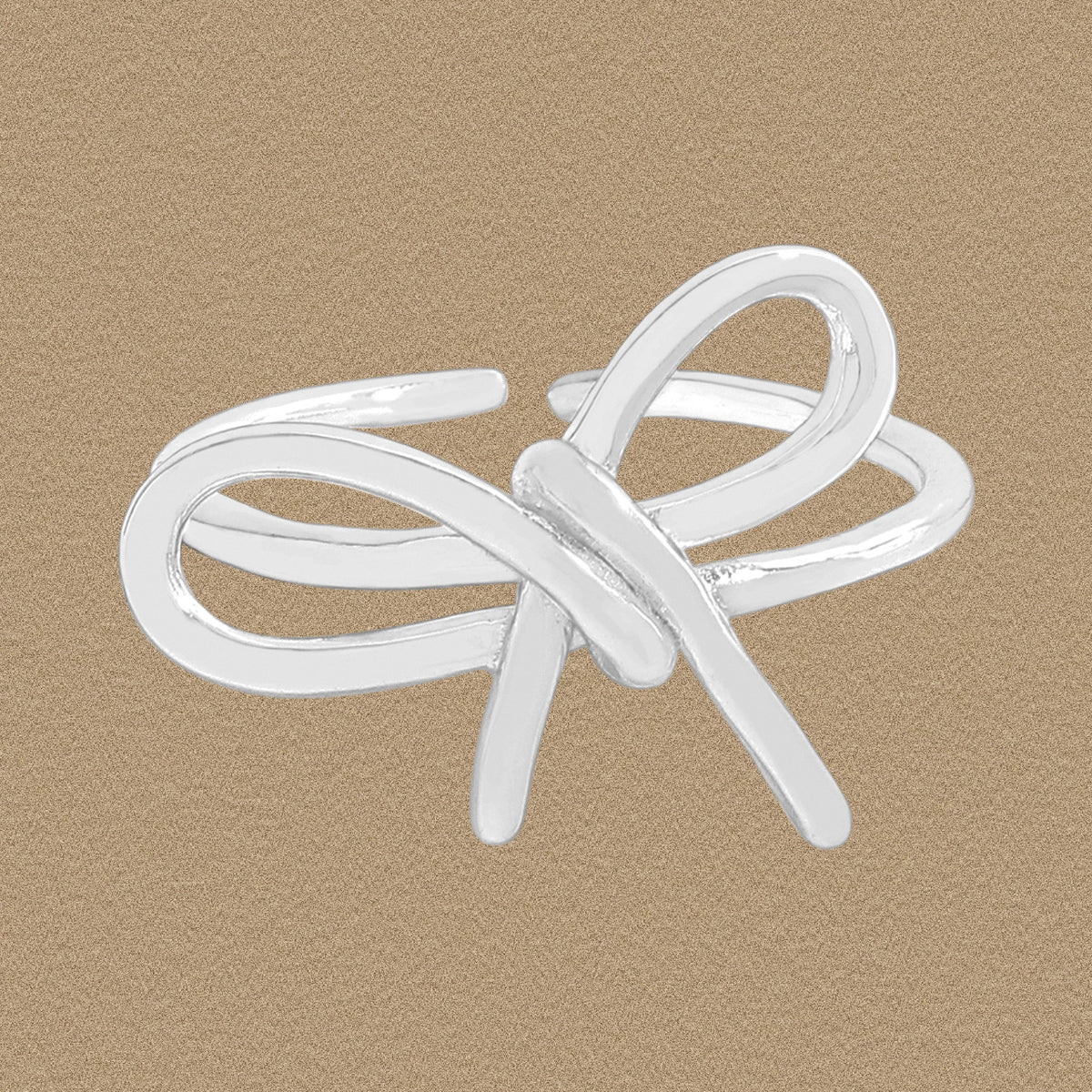 Girl Simple Geometric Lines Hollow Bow-knot 925 Sterling Silver Adjustable Ring