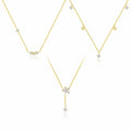 Modern Simple White CZ Flower Star Snowflake 925 Sterling Silver Necklace