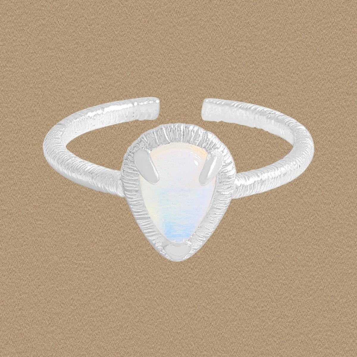 Lady Waterdrop Natural Opal 925 Sterling Silver Adjustable Ring