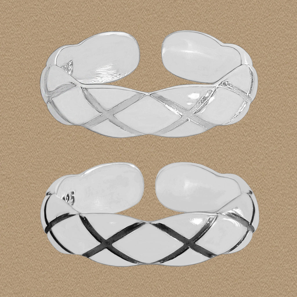 Lady Elegant Quilting 925 Sterling Silver Wave Adjustable Ring