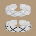 Lady Elegant Quilting 925 Sterling Silver Wave Adjustable Ring