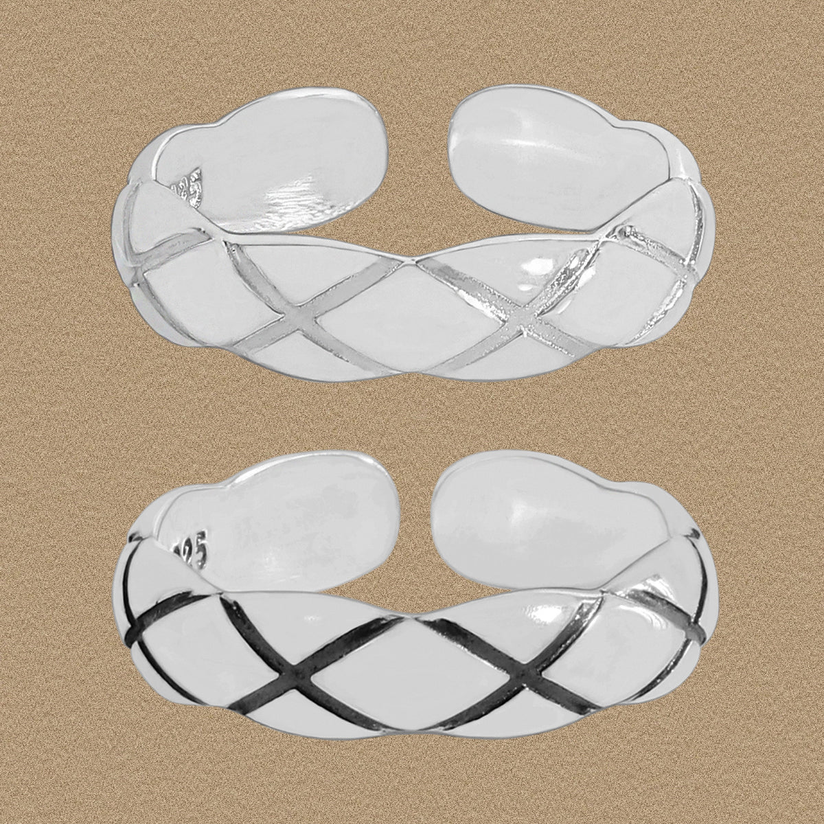 Lady Elegant Quilting 925 Sterling Silver Wave Adjustable Ring