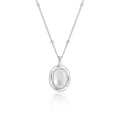 Women Simple Oval Natural White Shell 925 Sterling Silver Necklace