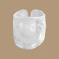 Modern Irregular Wide Tin Foil Pattern 925 Sterling Silver Adjustable Ring