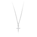 Fine Jewelry Gift Women 925 Sterling Silver Chain Adjustable Length Cubic Zirconia Cross Pendant Necklace
