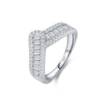 Elegant Geometric Baguette Cut Cubic Zirconia 925 Sterling Silver Statement Ring for Women, Unique Design with Sparkling Stones for Party, Anniversary, Gift, or Daily Wear