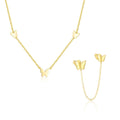 Beautiful Girl Flying Butterfly 925 Sterling Silver Necklace Double Hole Earring
