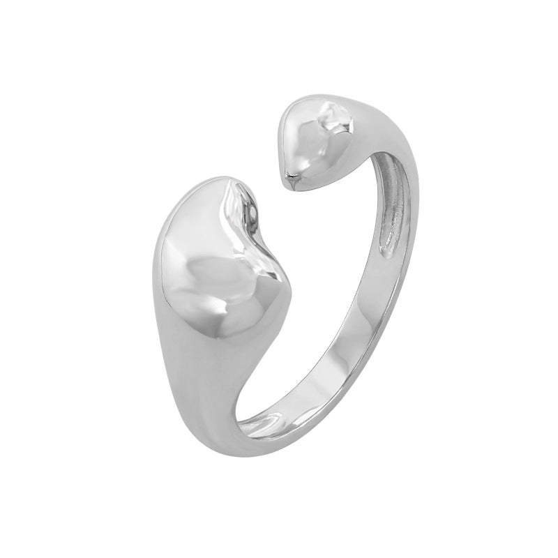 Elegant Geometric Design Pure Metal 925 Sterling Silver Adjustable Open Ring