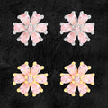 Beautiful Pink CZ Sakura Flowers 925 Sterling Silver Stud Earrings