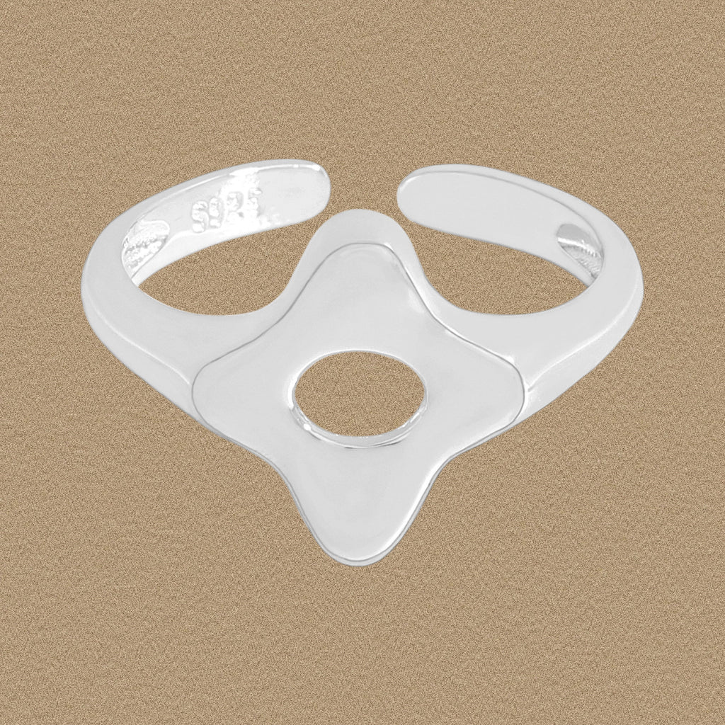 Office Hollow Starburst 925 Sterling Silver Adjustable Ring