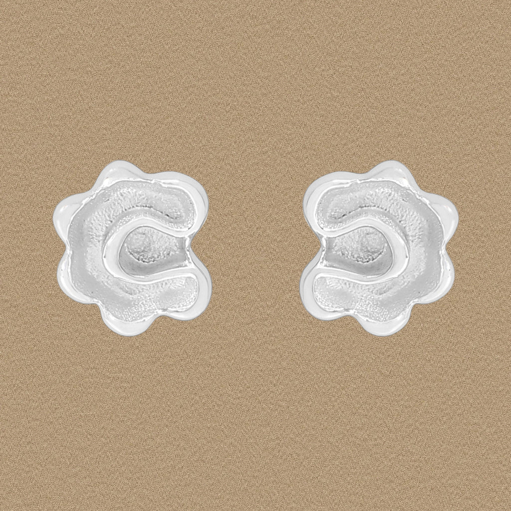 Girl Cute Mini Irregular Flowers 925 Sterling Silver Stud Earrings