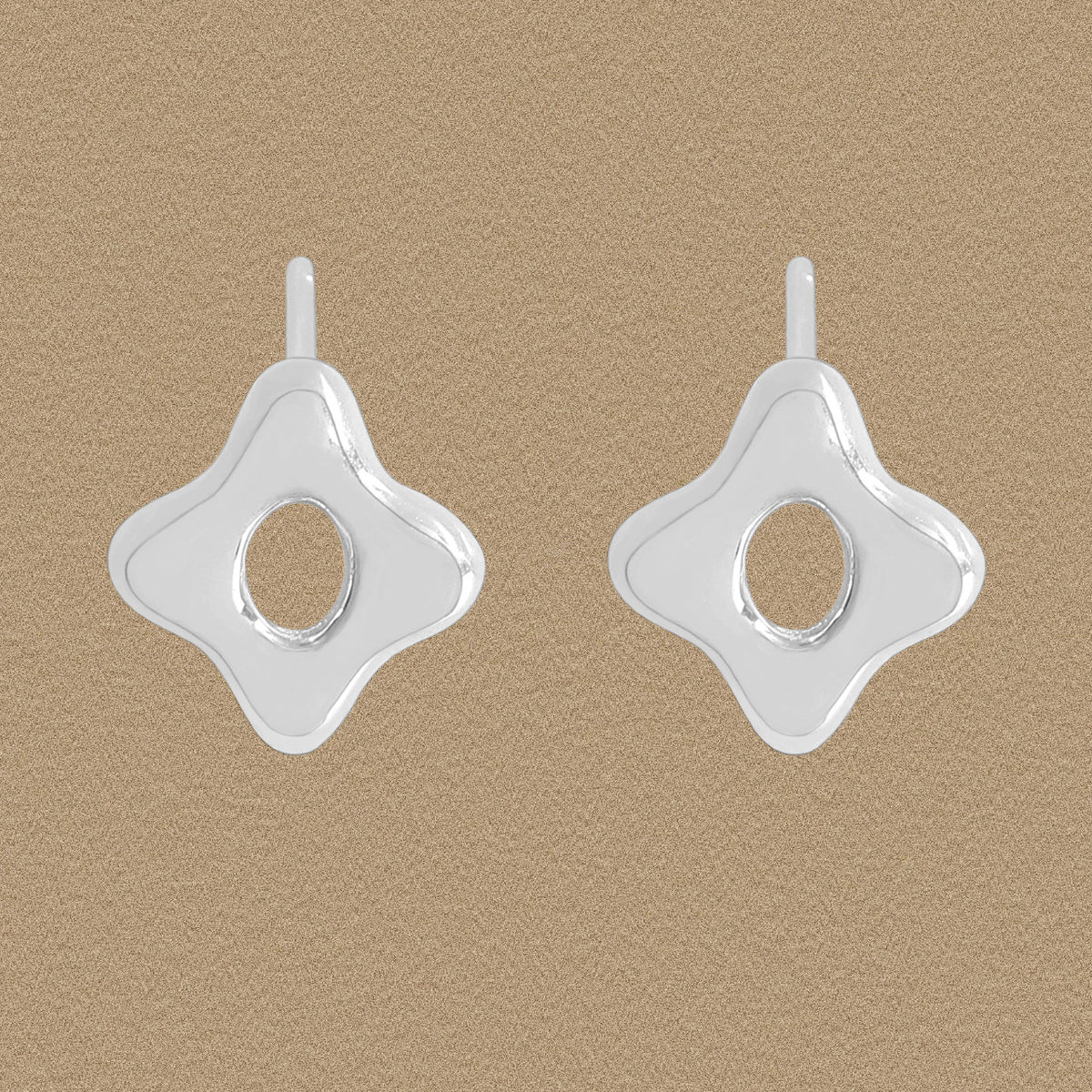Cute Mini Hollow Starburst 925 Sterling Silver Stud Earrings