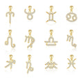 Fashion Gift Golden CZ Signs Of The Zodiac 925 Sterling Silver DIY Pendant