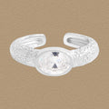 Lady Elegant Oval CZ Irregular 925 Sterling Silver Adjustable Ring