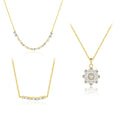 Women Geometry CZ Golden Snowflake 925 Sterling Silver Necklace