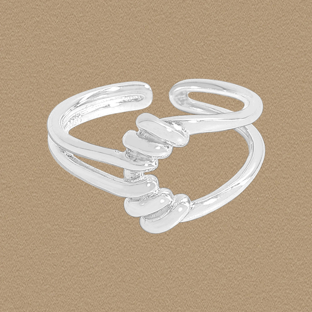 Graduation Simple Irregular Wrapped Lines 925 Sterling Silver Adjustable Ring