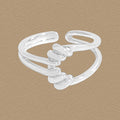 Graduation Simple Irregular Wrapped Lines 925 Sterling Silver Adjustable Ring