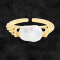 Lady Irregular Natural Baroque Pearl 925 Sterling Silver Hollow Adjustable Ring