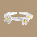 Beautiful Plum Blossom Flower 925 Sterling Silver Adjustable Ring
