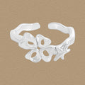 Office Irregular Hollow Heart Star 925 Sterling Silver Adjustable Ring