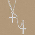 Fashion Double CZ Cross 925 Sterling Silver Necklace