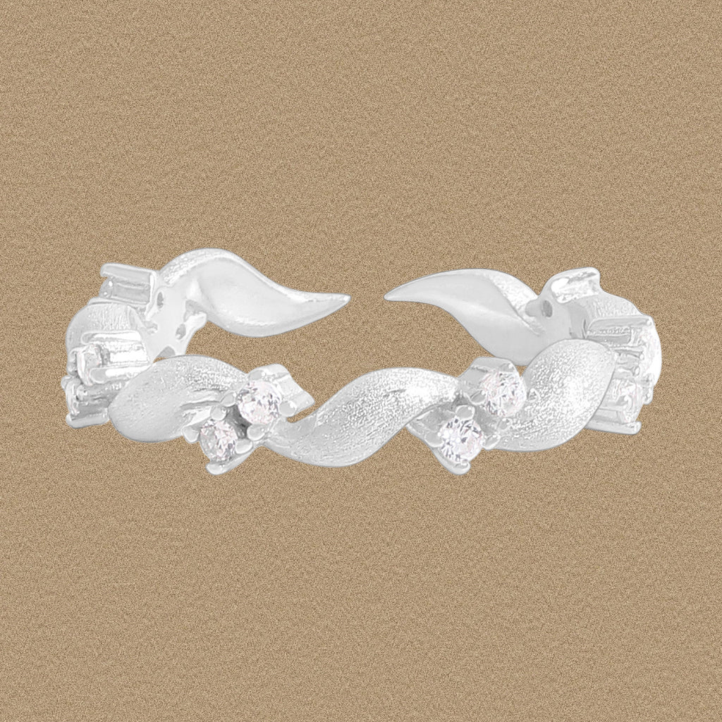 Anniversary Drawing Twisted CZ 925 Sterling Silver Adjustable Ring