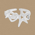 Girl Hollow Moonstone Stars Heart 925 Sterling Silver Adjustable Ring