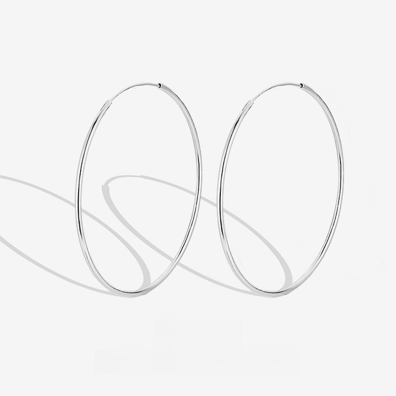Minimalist Geometric Circle 925 Sterling Silver  Classic Round Hoop Earrings