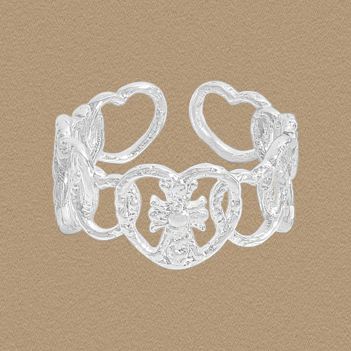 Elegant Hollow Crown Heart By Heart 925 Sterling Silver Adjustable Ring