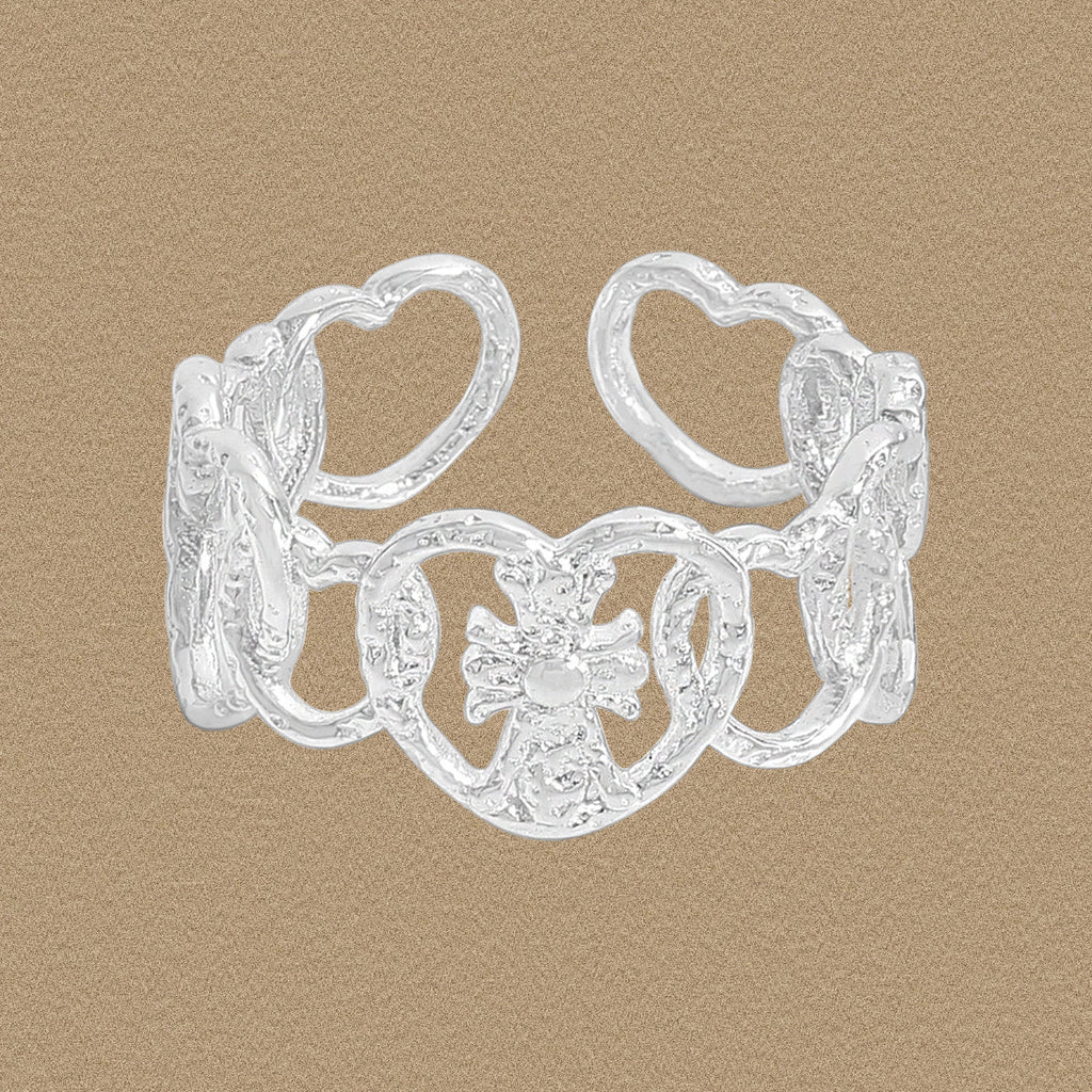 Elegant Hollow Crown Heart By Heart 925 Sterling Silver Adjustable Ring