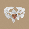 Fashion Double Layers Brown CZ Heart 925 Sterling Silver Wave Adjustable Ring