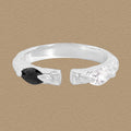 Simple Black CZ Irregular Drawing 925 Sterling Silver Adjustable Ring