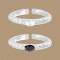 Simple Oval CZ Irregular Pattern 925 Sterling Silver Adjustable Ring