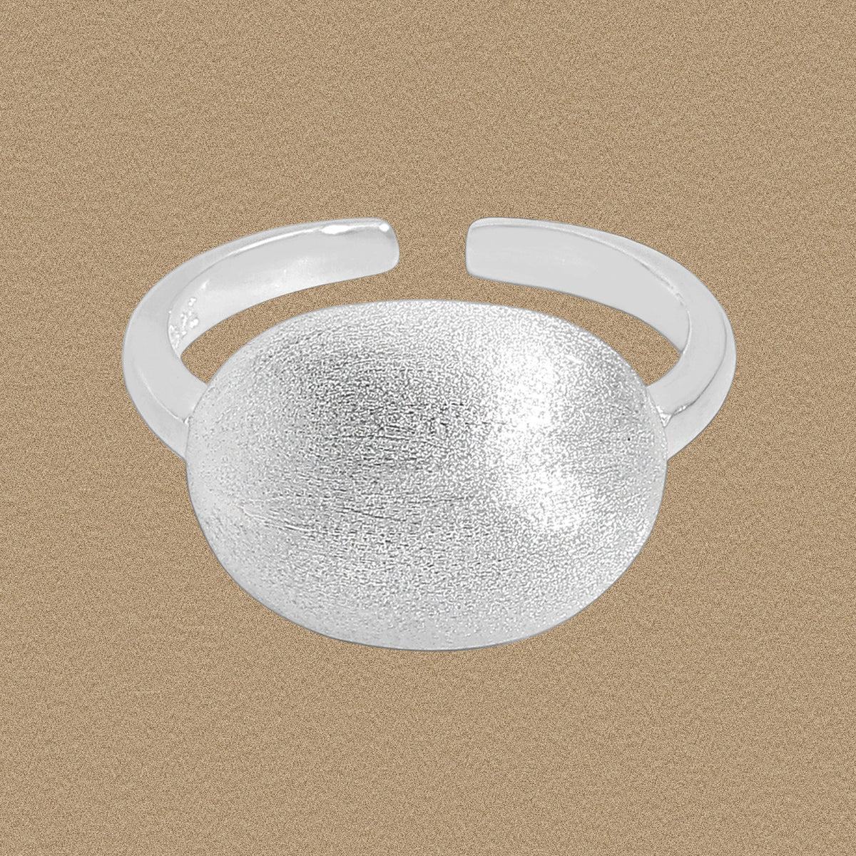 Women Classic Geometry Frosted Oval 925 Sterling Silver Adjustable Ring