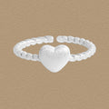 Casual Frosted Love Heart Twisted 925 Sterling Silver Adjustable Ring