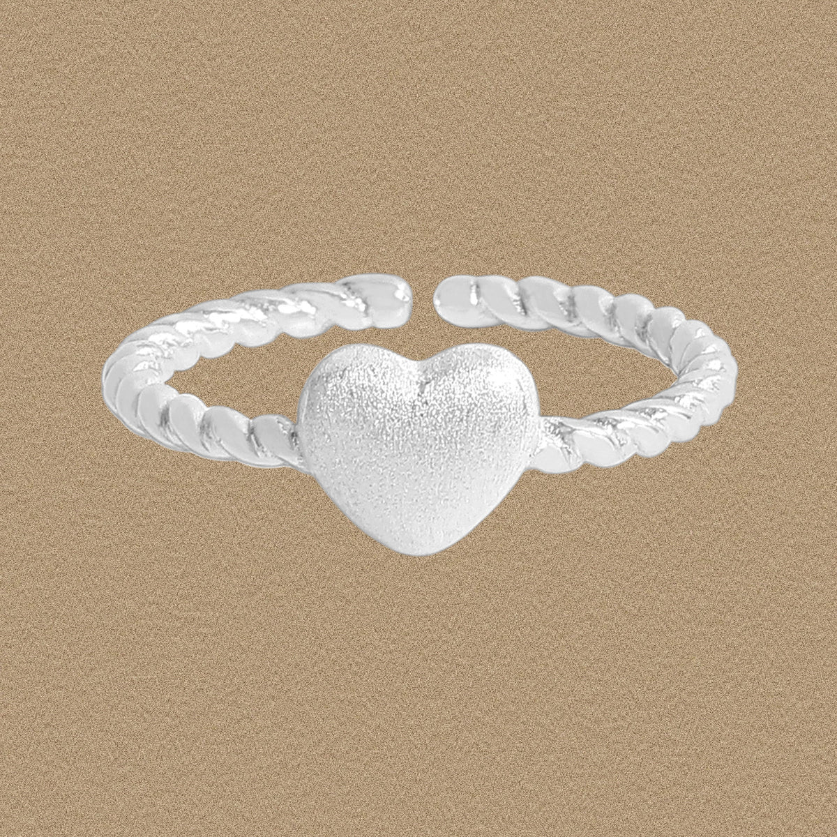 Casual Frosted Love Heart Twisted 925 Sterling Silver Adjustable Ring