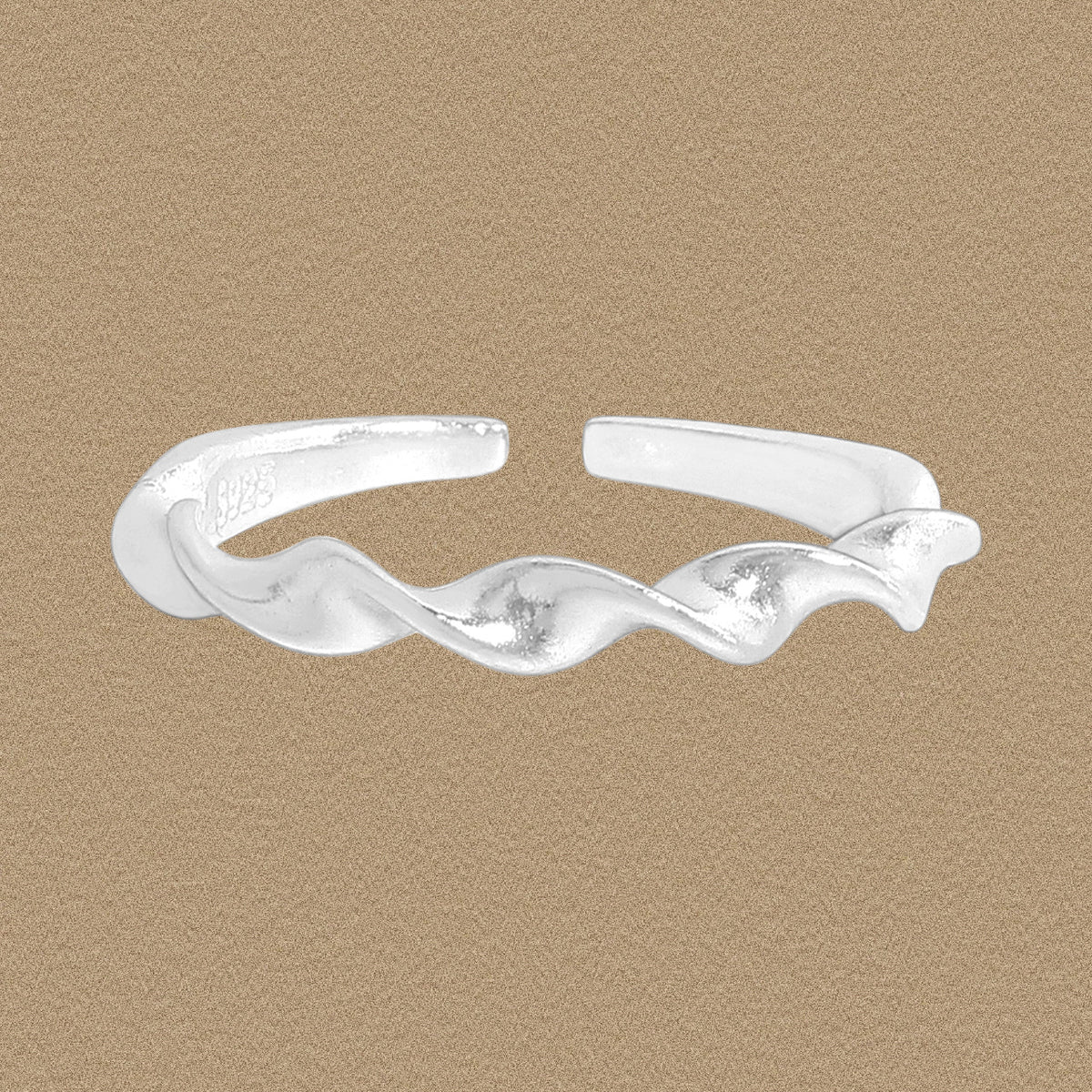 Office Twisted Wave 925 Sterling Silver Adjustable Ring